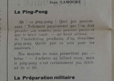 Extrait du mensuel « Le Rayon » de décembre 1933, article sur le Ping-Pong
