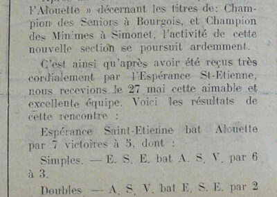 Extrait du mensuel « Le Rayon » de juin 1934, article sur le Ping-Pong