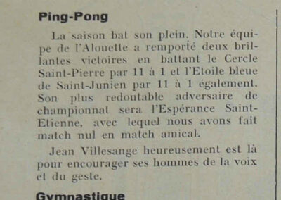 Extrait du mensuel « Le Rayon » de juin 1938, article sur le Ping-Pong
