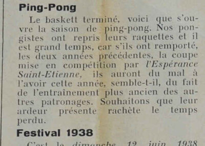 Extrait du mensuel « Le Rayon » de mai 1938, article sur le Ping-Pong
