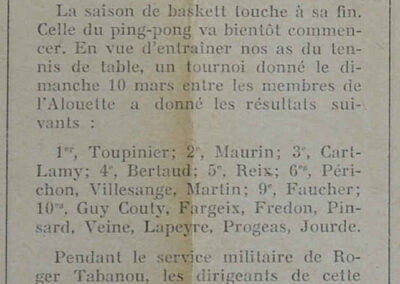 Extrait du mensuel « Le Rayon » de mars 1935, article sur le Ping-Pong