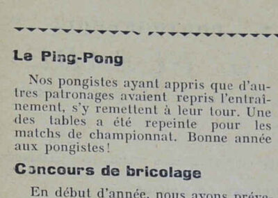 Extrait du mensuel « Le Rayon » de mars 1937, article sur le Ping-Pong